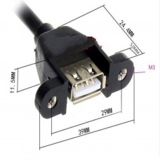 9Pin To Screw Mount Dual USB Type A Female Cable,50CM (9P-DUSB-50CM)