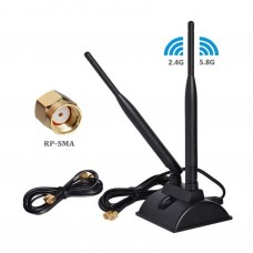 Dual Band WiFi Antenna with RP-SMA Male Connector & Magnetic Base for Router & etc. (ANT-EX001)
