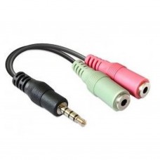 Audio Jack 3.5mm Y-Splitter, Stereo+Microfoon, platte kabel, wit/rood (JACK-PH-SP1)