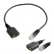 Double 3.5mm Audio Jack Female to Male RJ9 Plug Converter (RJ9-JACK35-M-F)