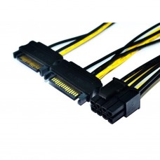 Dual 15 Pin SATA Male to 8 (6+2) Pin Female Graphic Card Power Cable, Approx 20CM (SATAPWR005) Dual 15 Pin SATA Male to 8 (6+2) Pin Female Graphic Card Power Cable, Approx 20CM (SATAPWR005)