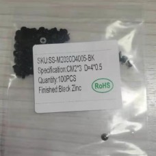 Notebook Computer Repair Screw Thin Flat Wafer Head Cross Black Zinc CM2*3 D=4.0*0.5 100pcs/set (SS-M2030D4005-BK)