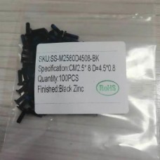 Notebook Computer Repair Screw Thin Flat Wafer Head Cross Black Zinc CM2.5*8 D=4.5*0.8 100pcs/set (SS-M2580D4508-BK)